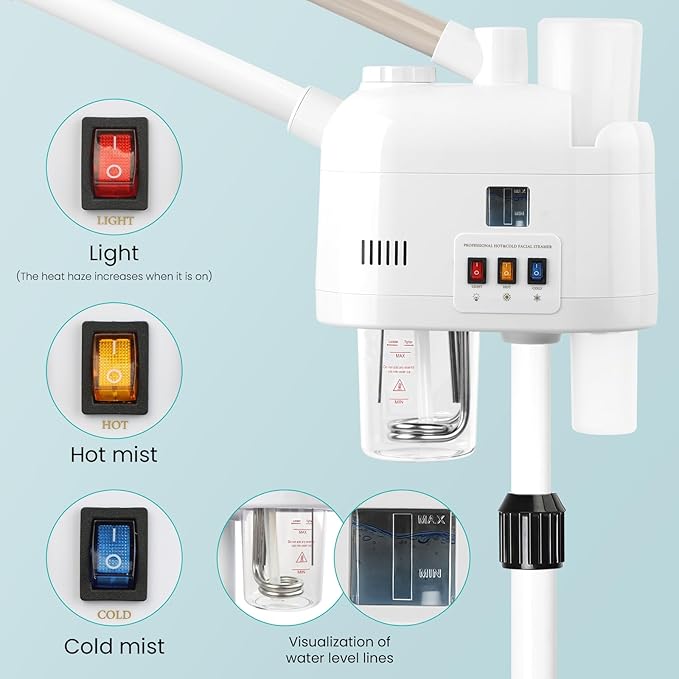 face steamer for hot and cold, Face Steamer with More Steam, Adjustable Height for Face Steamer Suitable for Personal Home and Professional Personal Care Places, Moisturizing or Hydrating.-BrightBean Baby