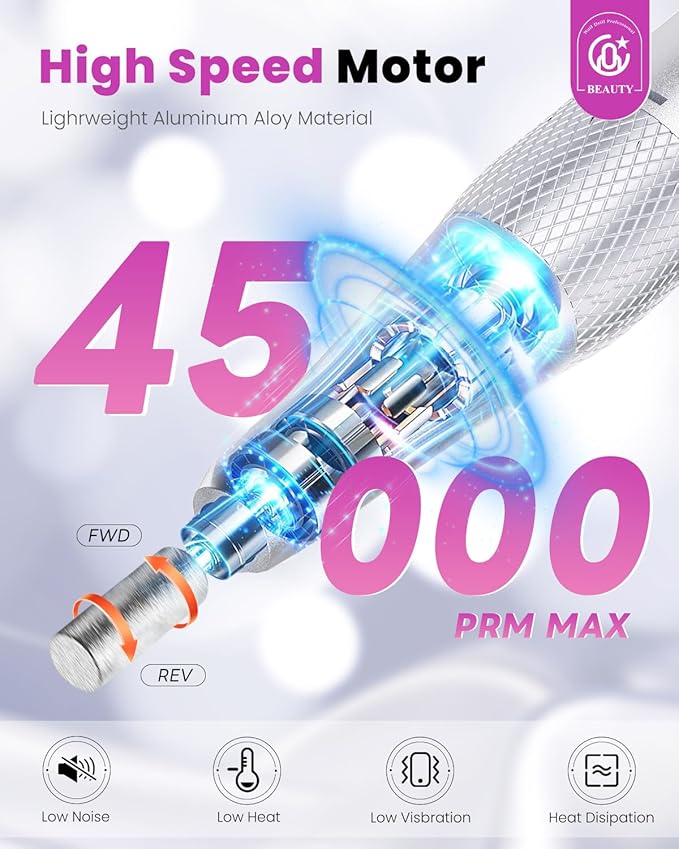 CozyZen Cordless Electric Nail Drill, 45000 RPM Rechargeable Diamond E-File, Portable & Low Noise for Acrylic/Gel Nails, Manicure & Pedicure - Professional & Home Use-BrightBean Baby