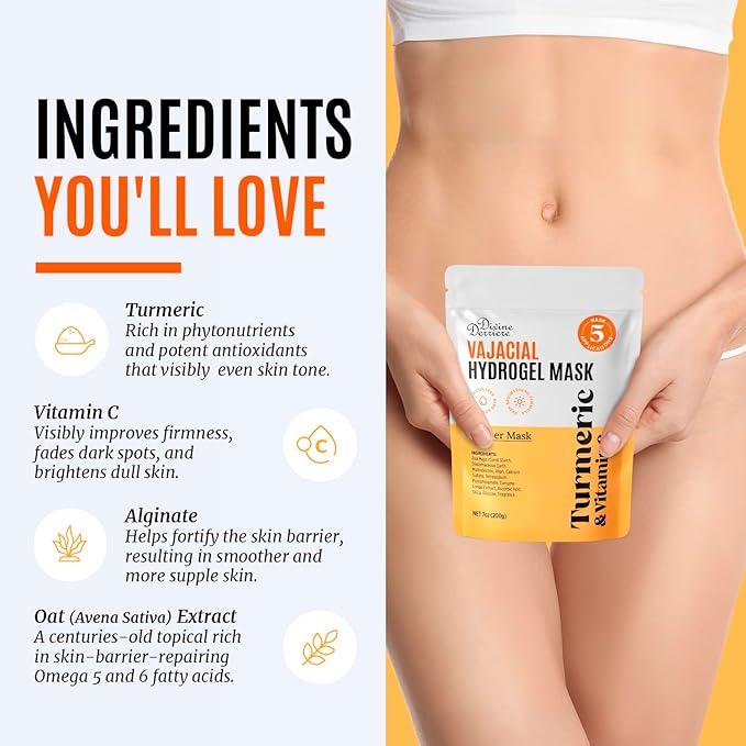 Divine Derriere Vajacial Hydrogel Mask - Premium Modeling Mask with Turmeric & Vitamin C - Deeply Purifying & Super Hydrating Facial and Vajacial Mask, Peel-Off Mask, Hydro jelly Mask Powder Kit-BrightBean Baby