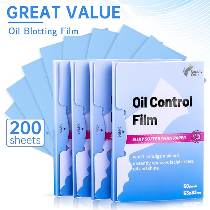 Great Absorbent Oil Blotting Sheets for Face - 10% Larger Oil Control Film 4pk/200 Makeup Friendly Blotting Paper for Oily Skin, High-Performance, Tear-proof Oil Absorbing Tissues-BrightBean Baby