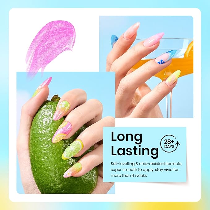 Beetles Glitter Gel Polish Set, 6 Colors Sparkling Water Shimmer Blue Green Pink Orange Glitter Neon Gel Polish Halloween Soak Off Nail Art Design Salon Home Manicure Gift for Girls Women-BrightBean Baby