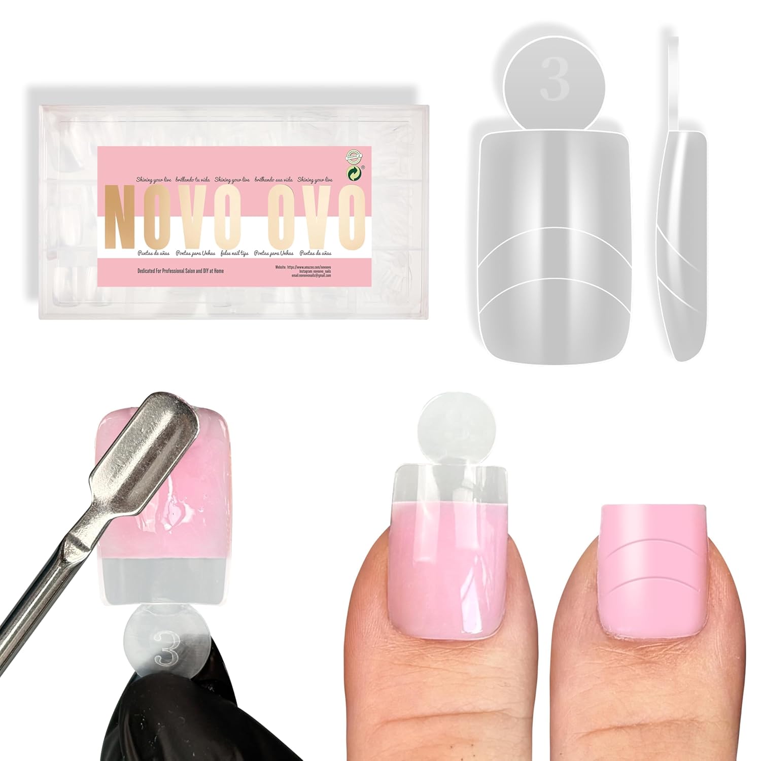 Upgrade Toe Dual Nail Forms for Poly Gel with Inner French Tips Auxiliary Line for Toenail Extension, Square Soft Gel Nail Extension, Full Cover Molds for Pedicure DIY x 15 Sizes 270 pcs-BrightBean Baby