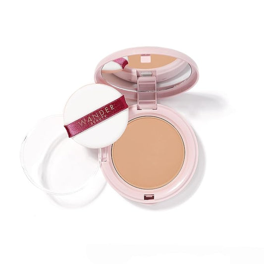 Wander Beauty Wanderlust Powder Foundation - Golden Medium - Blur & Even Skin Tone - Perfect & Hydrate With Hyaluronic Acid, Aloe, Honeysuckle, & Vitamin E - Lightweight, Buildable Coverage - 0.31 oz-BrightBean Baby