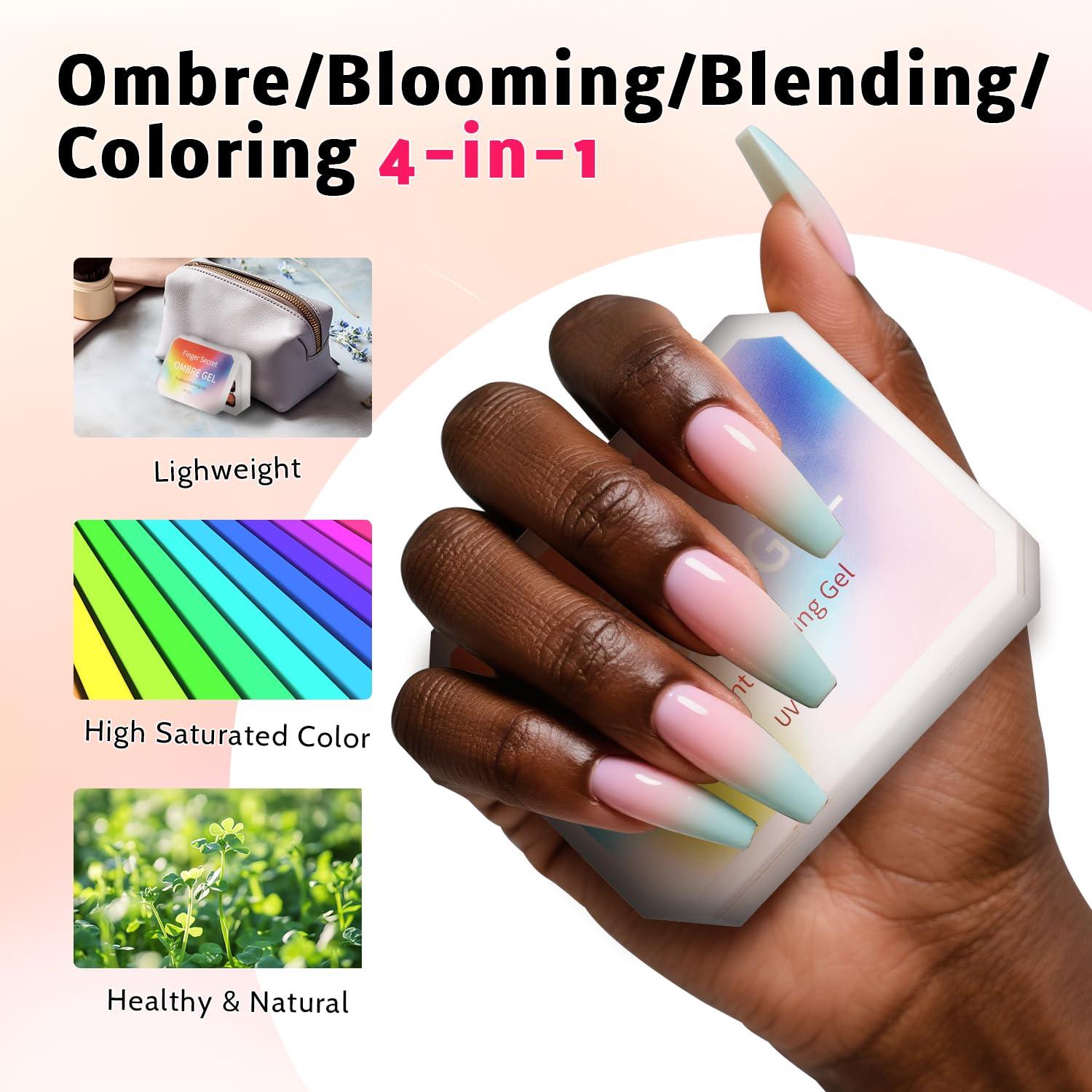Sponge Pat Paint Nail Gel, Ombre Nails Gradient Gel Nail Blush Blooming Aura Nails Drawing Stripper Floral Painting DIY Nail Art, No Wipe, UV/LED Curing (12 Colors B)-BrightBean Baby