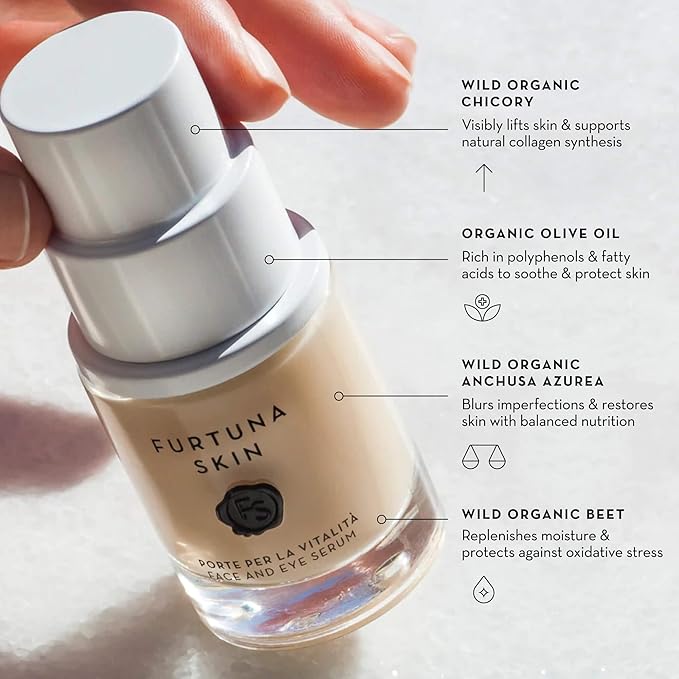 Face & Eye Serum - Dual-Use Formula to Lift, Reduce Puffiness and Even Tone, Wild-Foraged Botanicals, Vegan, Dermatologist Tested, EWG Verified, 15ml-BrightBean Baby