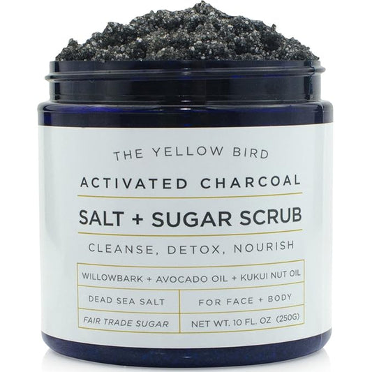 Natural Activated Charcoal Body & Face Scrub. Exfoliating Dead Sea Salt & Sugar Scrub. Deep Cleansing Pore Minimizer. Anti Cellulite, Acne, Blackhead, Scars, Wrinkle Treatment.-BrightBean Baby