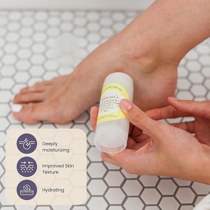 Victoria's Lavender Ultra Rich Foot Balm for Dry Cracked Feet - Heel Repair, Foot Softener Moisturizer with Lavender & Tea Tree Oil, Dry Feet Treatment & Care for Men & Women - Made in the USA - 2.5oz-BrightBean Baby