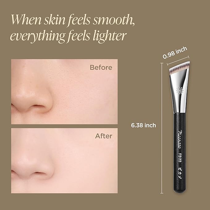 Piccasso FB33 Foundation Brush – Tapping Cover Brush for Liquid & Cream Foundation, Fills Pores with Soft Bristles for Smooth and Flawless Face Makeup, Professional Korean Beauty Tool-BrightBean Baby