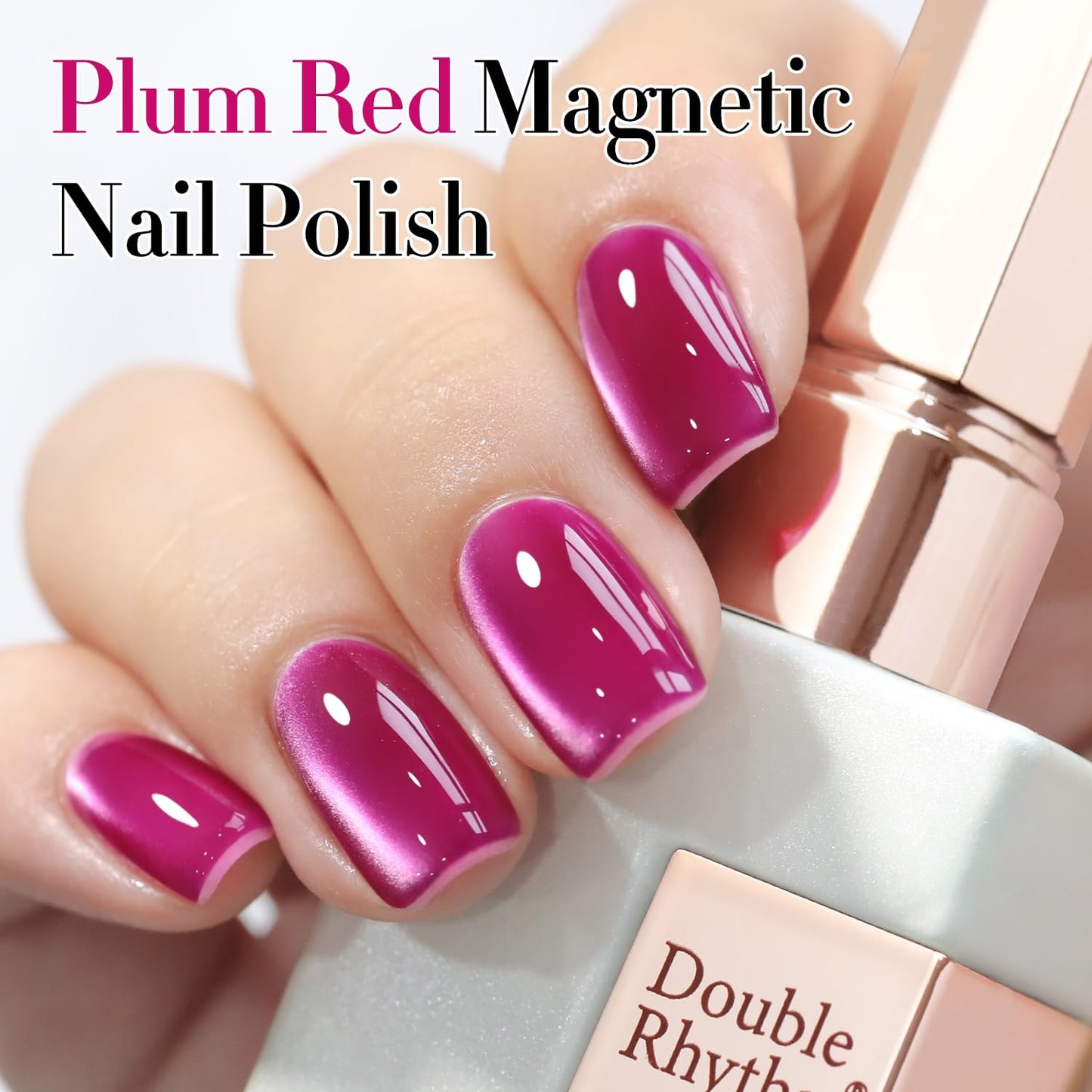 Double Rhythm Jelly Glass Cat Eye Gel Polish with Magnet 15ML Holographic Glitter Shimmer Translucent Sheer Color Magnetic Nail Polish Salon DIY at Home (Jelly Violet-MC1119)-BrightBean Baby