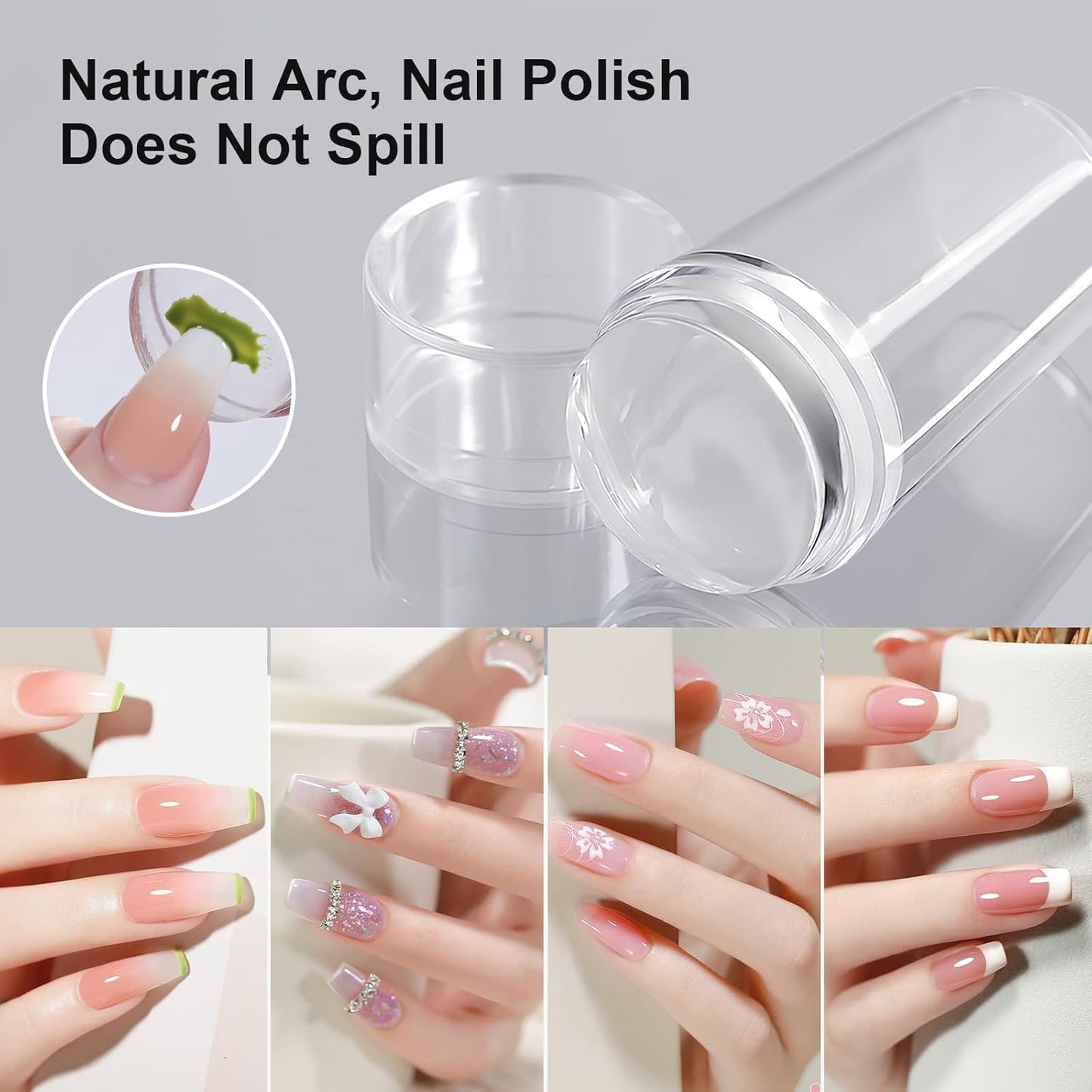Nail Art Stamper Clear Silicone Nails Stamping Jelly with Scraper Transparent Visible Body DIY Manicure Nail Art Tool A-BrightBean Baby
