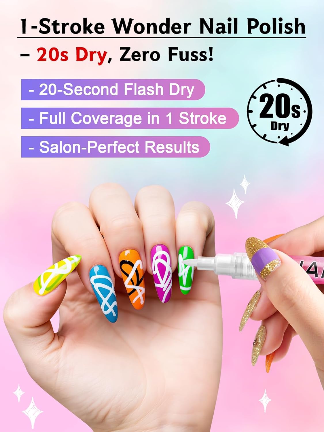 Kalolary 1PCS White Nail Art Pens，0.7mm Nail Polish Pens Quick Dry Long-last Nail Graffiti Dotting Painting Liner Nail Art Markers for DIY Nail Art Design-BrightBean Baby