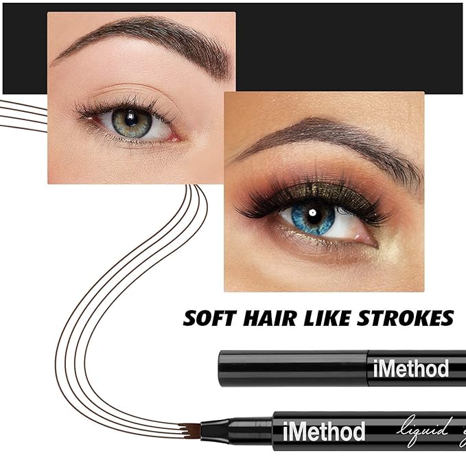 iMethod Eyebrow Pen - iMethod Eyebrow Pencil with a Micro-Fork Tip Applicator Creates Natural Looking Brows Effortlessly and Stays on All Day, Dark Grey-BrightBean Baby