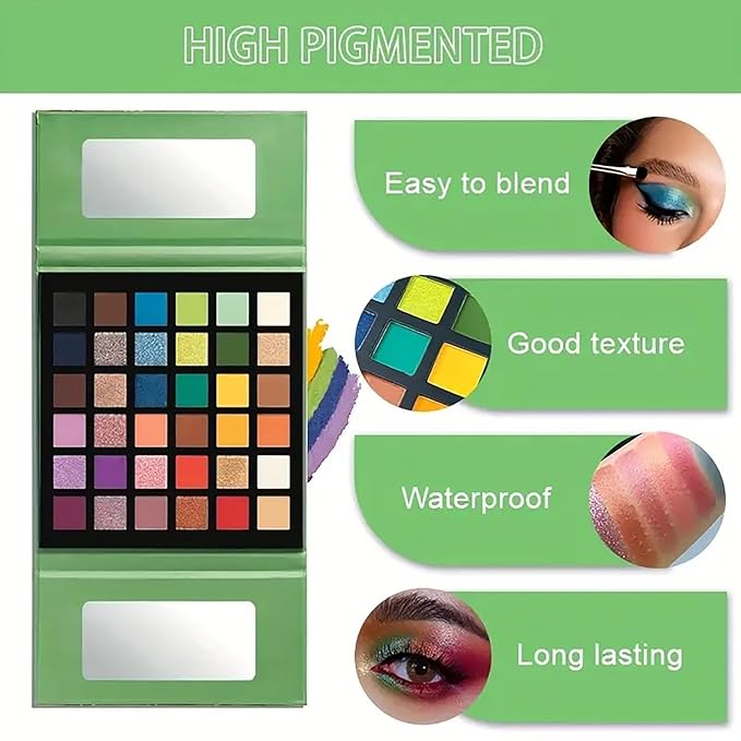 K'APEINE 36 Colors Eyeshadow Palette, Colorful Eyeshadows Palette Neon Shimmer Matte Glitter Eye Shadow High Pigmented Shadow Set Long Lasting Eye Makeup for Women-BrightBean Baby
