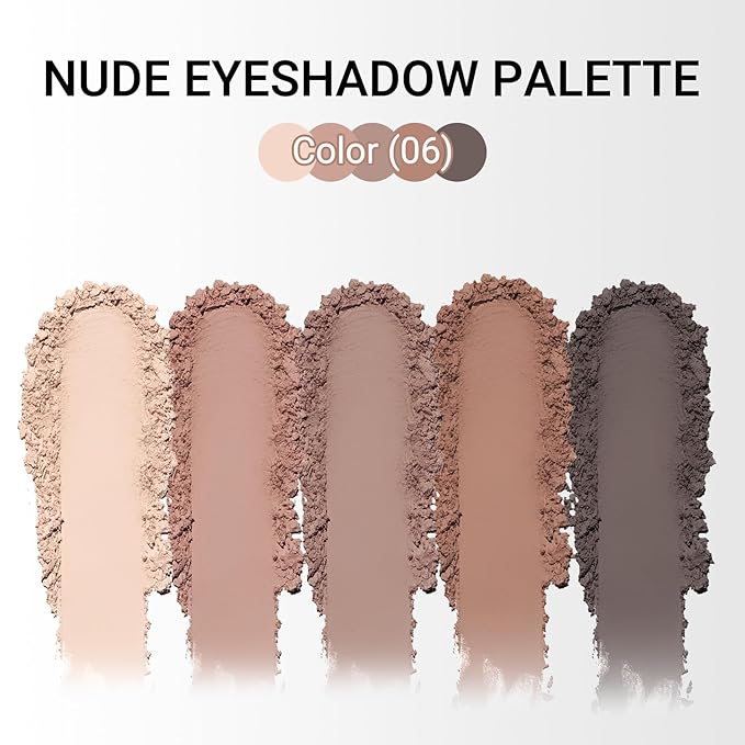 Erinde 5 Colors Matte Eyeshadow Palette Makeup, Natural Classic Nude Neutral Nude Brown Eye Shadow, Long Wearing Waterproof Everyday Eye Makeup for Brown Eyes, Cool-Toned Nude Taupe Brown, 06-BrightBean Baby