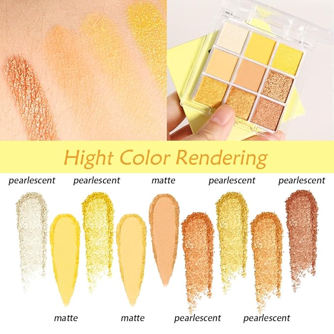 Gold Yellow Brown Smokey Goth Eyeshadow Palette Makeup,Highly Pigmented Natural Powder Eye Shadow Palette Long Lasting Naturing-Looking,Basic Gold Brown Shade for Halloween,Vegan