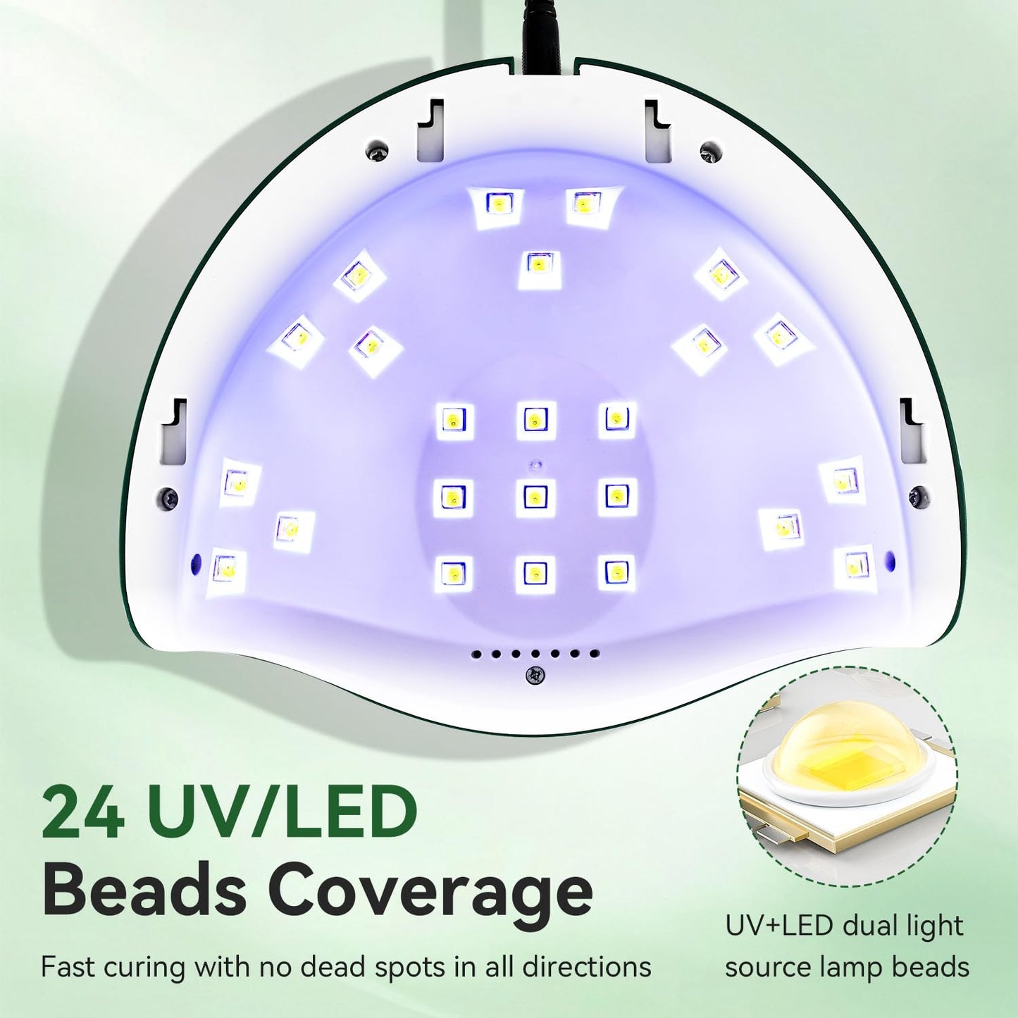 JODSONE U V Nail Lamp LED Gel Nail Dryer Gel Nail Lamp with Auto Sensor and 4 Timers Home Salon Use Nail Tools Green-BrightBean Baby