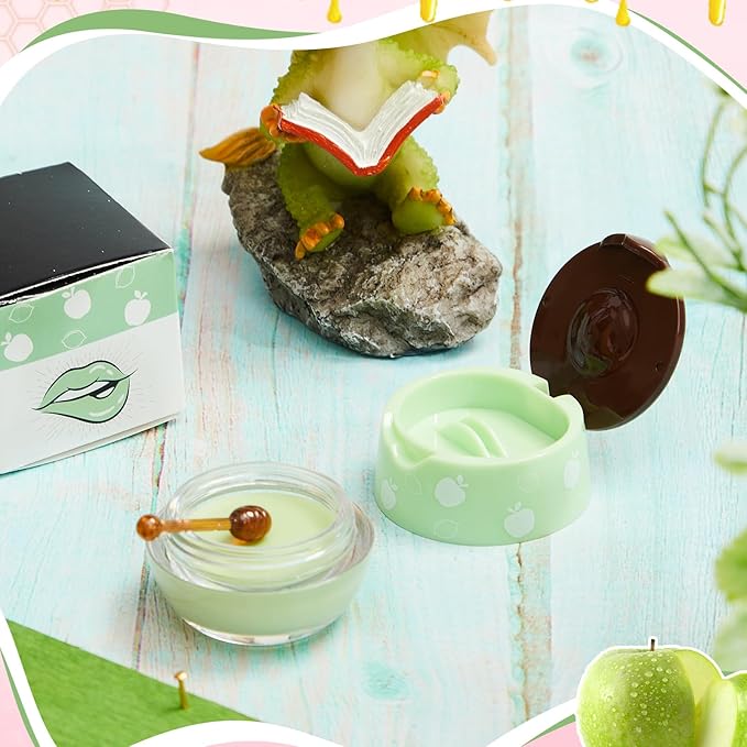 12 Pcs Bee Lip Balm Honey Pot with Brush Propolis Lip Mask Overnight, Moisturizing Hydrating Lip Sleeping Mask Prevention Dry and Cracked(Honey+Strawberry+Apple Lime)-BrightBean Baby