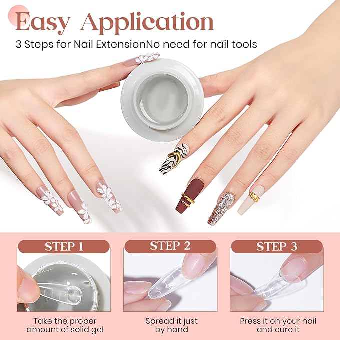 MIZHSE Clear Solid Builder Gel For Nails, 30g Non-Sticky Nail Extension Hard Builder Gel, Nail Strengthen 3D Sculpting Nail Art for Carving Modeling Soak Off Manicure Home-BrightBean Baby