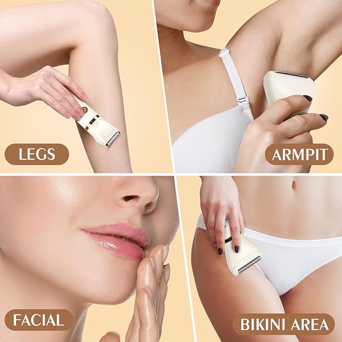 Ufree Bikini Trimmer Electric Razors for Women, Rechargeable Pubic Hair Trimmer Electric Shaver for Legs Body Hair, Bikini Shaver IPX7 Waterproof, White-BrightBean Baby