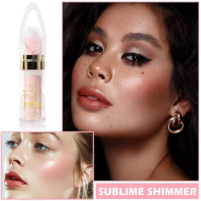 Polvo De Hadas Highlighter Glitter Stick Body Glitter Shimmer Face Brightening Highlighter Contour Powder Makeup Stick Face Blusher Fairy Glitter Highlighter Makeup - 02#Fairy Pink-BrightBean Baby