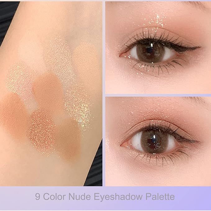 Violet Fairy 9 Color Eyeshadow Palette, Warm Neutrals (01)-BrightBean Baby