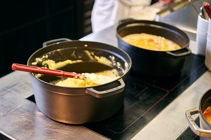 STAUB Cast Iron Round Cocotte, Dutch Oven, 13.25-quart, serves 12+, Made in France, Matte Black