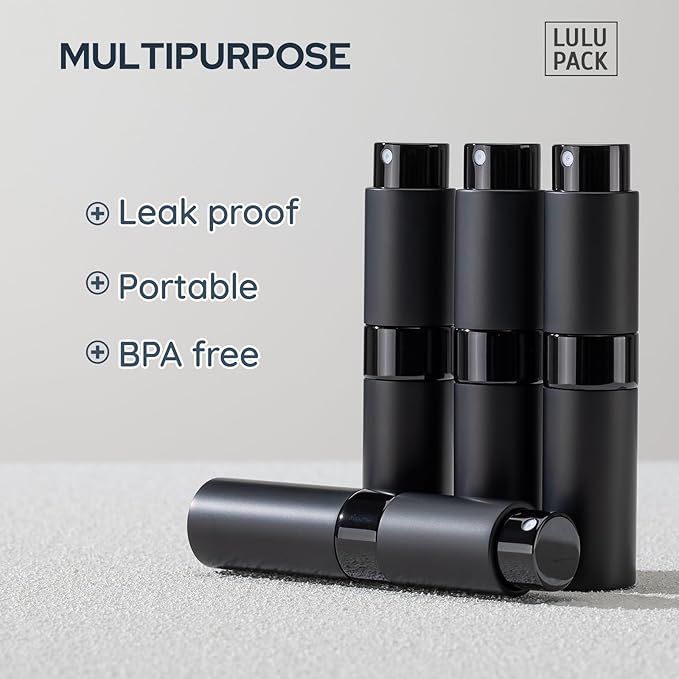 Travel Perfume Bottle Refillable - Cologne Spray Atomizer Mini - Small Travel Size Sprayer Empty for Refill Sample Container - Portable Fragrance Decant Dispenser for Men Women 8ml 4PCS Black-BrightBean Baby