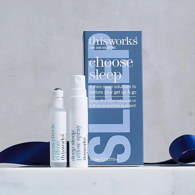 thisworks Choose Sleep Travel Kit, The Deep Sleep Pillow Mini Spray and Aromatherapeutic Roller Ball Infused with Eucalyptus, Frankincense & Lavender Essential Oils, 2x5ml-BrightBean Baby