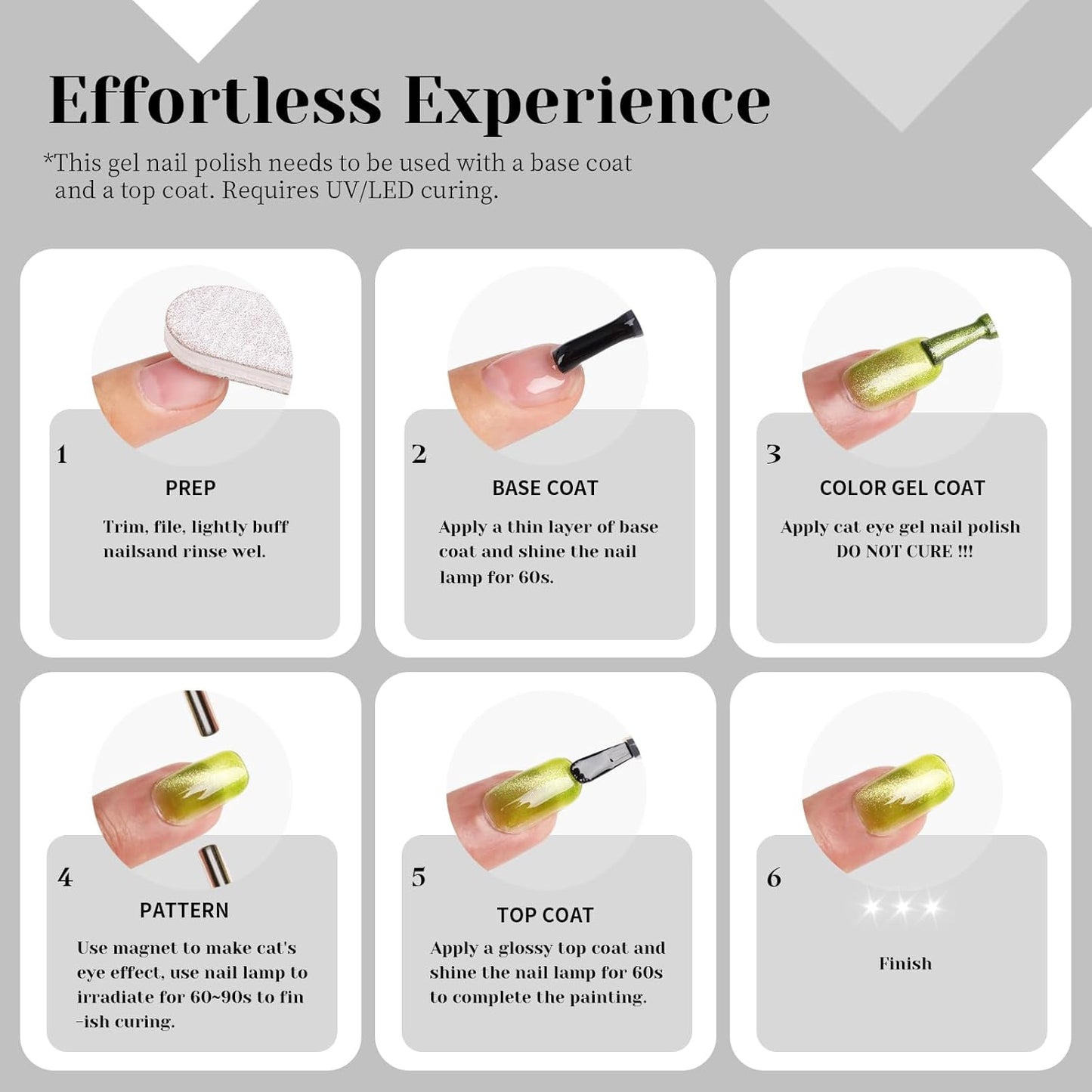 Crystal Cat Eye Gel Nail Polish,15ml Holographic Galaxy Gel Polish Soak Off UV LED Nail Lamp Magnetic Silver Shimmer Velvet Gel Nail Polish for Manicure Salon DIY Home - GP0082-BrightBean Baby