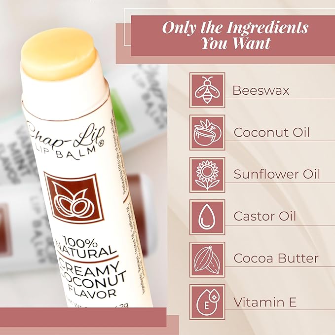 100% Natural Lip Balm Set - Hydrating and Moisturizing Beeswax Natural 4 Flavor Assortment - Lip Moisturizer for Dry Lips - Cocoa Butter - Petroleum Free Pack of 24-BrightBean Baby