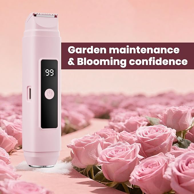 Bikini Trimmer for Women,IPX7 Waterproof Painless Electric Razors for Trip,Portable&Easy Cleaning Lady Underarm Pubic Leg Arm Body Face,Electric Shaver for Travel&Shower Use,Gifts for Women,Pink-BrightBean Baby