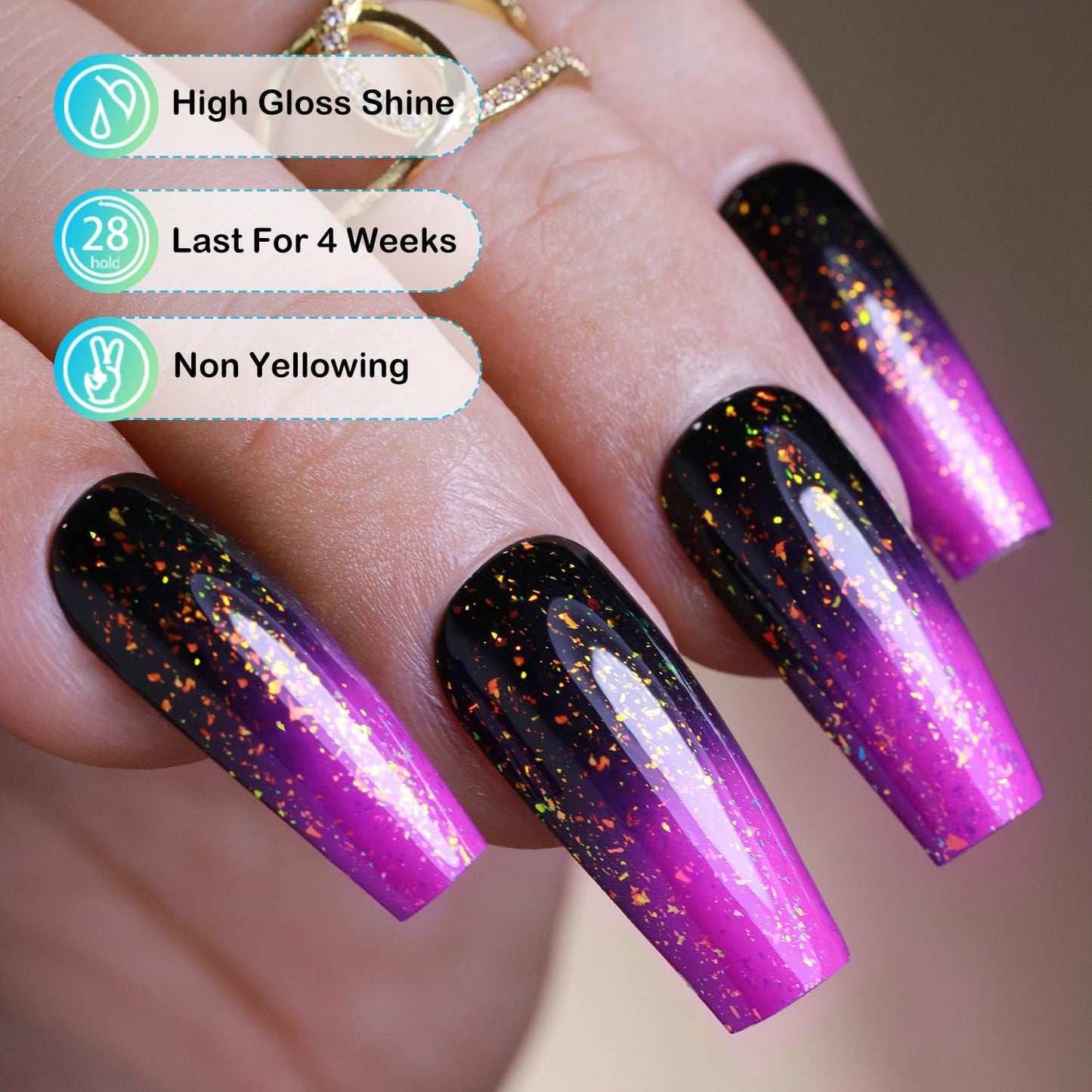 Double Rhythm 15ML No Wipe Gel Top Coat Base Coat Iridescent Glitter Shimmer 2 in 1 Nail Polish Soak Off Manicure DIY Home Salon (AURORA TOP COAT 6)-BrightBean Baby