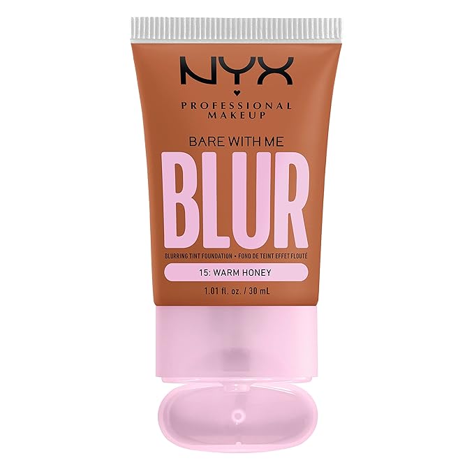 NYX PROFESSIONAL MAKEUP Bare With Me Blur Skin Tint Foundation Make Up with Matcha, Glycerin & Niacinamide - Warm Honey-BrightBean Baby