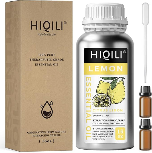 HIQILI Lemon Essential Oil for Cleaning, Degreasing & Household Use, Skin Care, Aromatherapy, Diffuser - 16 Fl Oz-BrightBean Baby
