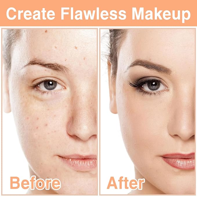 2Pcs Mushroom Head Air Cushion CC Cream, Long Lasting Oil Control BB Cream for All Skin Types, Moisturizing Foundation Face Makeup Set with Foundation Brush （#Natural）-BrightBean Baby