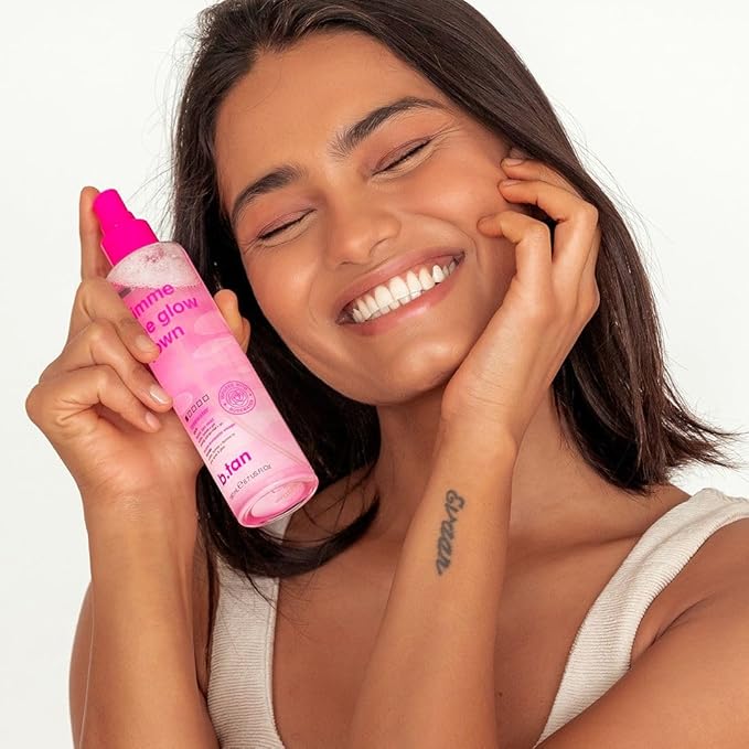b.tan Clear Face Tan Mist | Gimme The Glow Down - Best Facial Tanner Spray, Gradual Bronzing Sunless Tanning Water, Infused with Rosewater, Vegan, Cruelty Free, 6.7 Fl Oz-BrightBean Baby