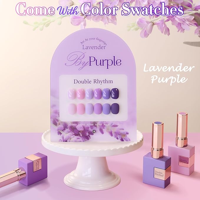 Double Rhythm 6 Pcs 15 ML Gel Polish Set Same Color Same Bottle Soak Off Gel Polish Kit Nail Art Manicure Salon DIY at Home for Women (Light Dark Purple Violet Rose Pink-T6-16)-BrightBean Baby