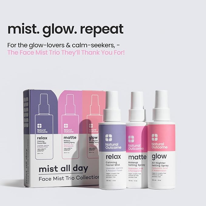 Face Mist Trio Collection – Hydrating Facial Mist Spray for Glowing Skin – Rosewater, Lavender & Hyaluronic Acid – Makeup Setting & Refreshing Face Spray Mist-BrightBean Baby