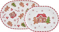 Bico Traditional Christmas Gingerbread Man Ceramic 16 inch plus 12 inch Ceramic Oval Platter, Set of 2, for Serving Turkey, Steak, Salad, Microwave & Dishwasher Safe