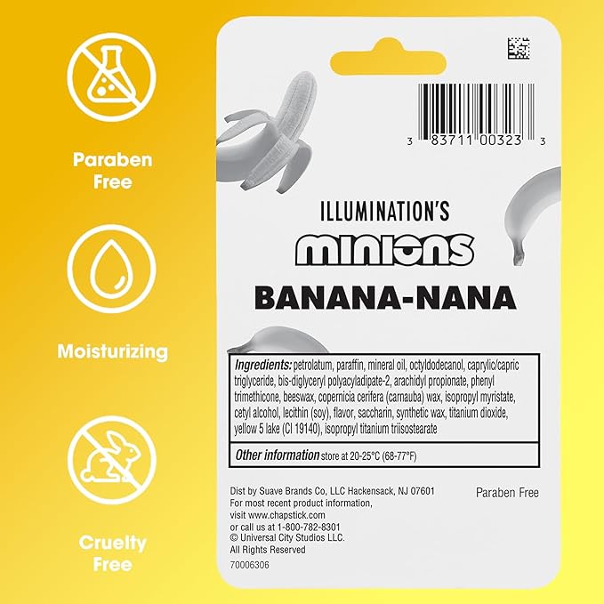 ChapStick Bulk Lip Balm, Minions Banana-Nana (36 Sticks), Party Favors for Kids, 0.15 Oz Ea-BrightBean Baby