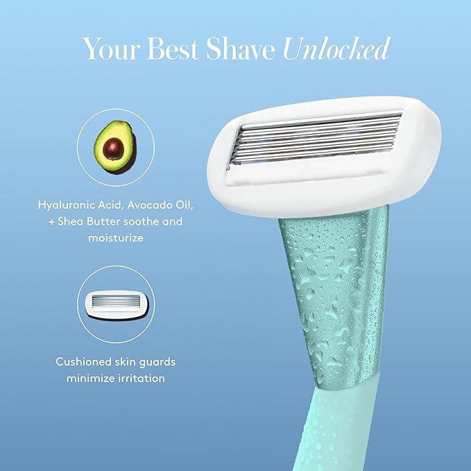 Women's Razor Shave Kit, 1 Mint Razor Handle + 6 Blade Refills-BrightBean Baby