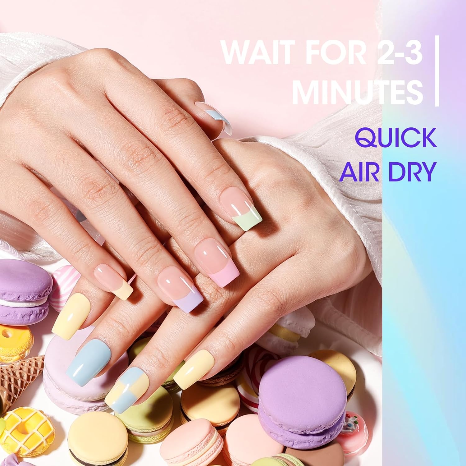 Gellen Pastel Regular Nail Polish Non Gel, Fast Air Drying Spring Summer Nail Polish No UV Light Needed Macaron 6 Colors Nude Pink Purple Blue Green Yellow Set for Women Manicure Home Salon, Hema Free-BrightBean Baby