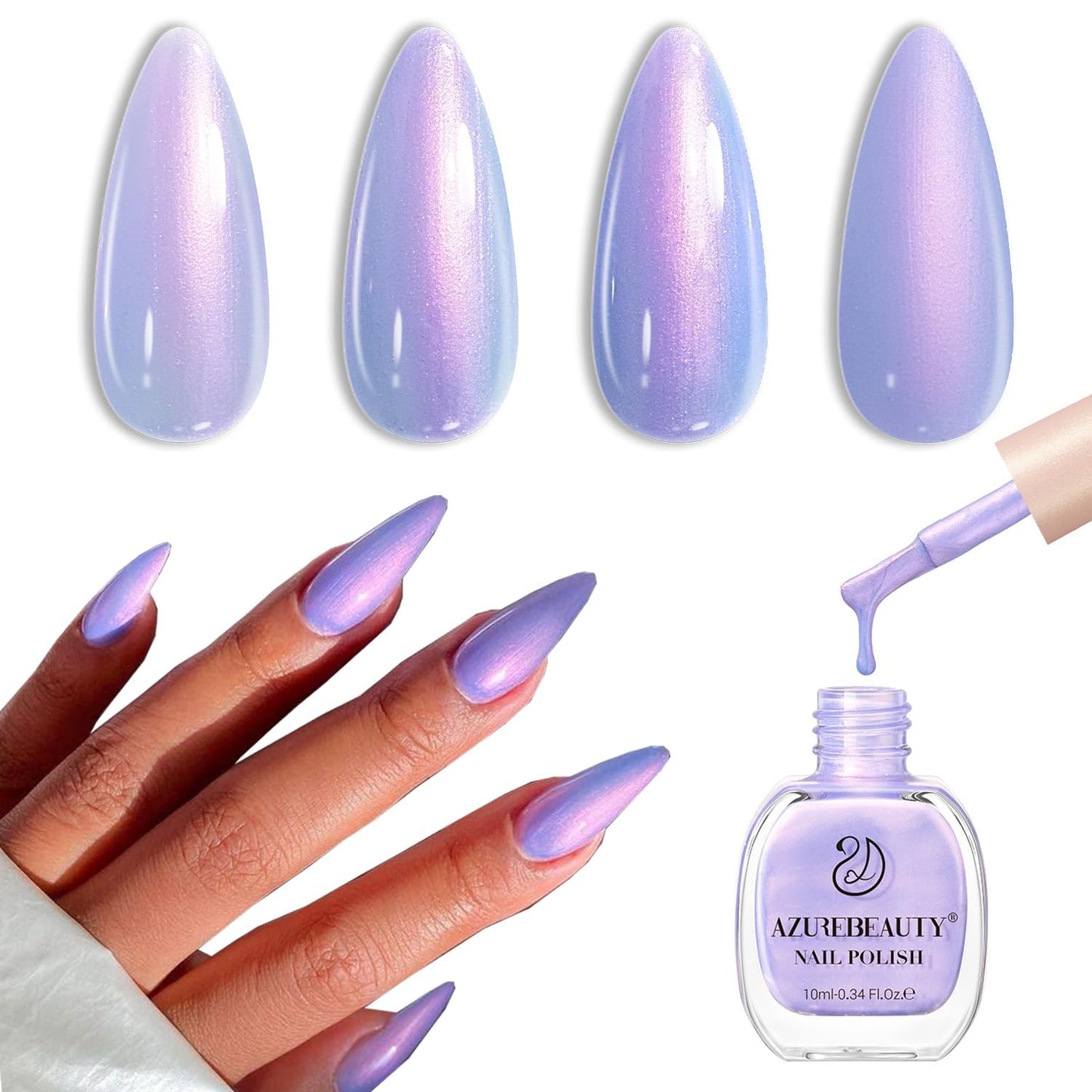 AZUREBEAUTY Blue Purple Violet Galaxy Quick Dry Complete Natural Super Lustrous Nail Enamel Polish,Professional for DIY Manicure and Pedicure at Home-BrightBean Baby