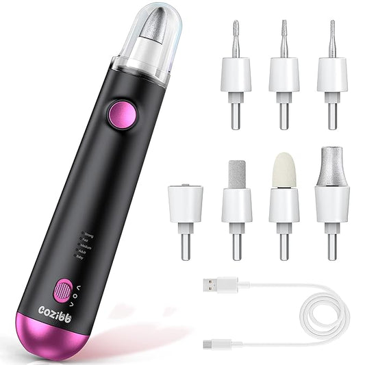 Electric Nail Drill, 8-in-1 Cordless Electric Nail File with LED Light, 5 Speeds Rechargeable Manicure and Pedicure Kit Hand Foot Care Tool for Nail Grinder Trim Polish for Women Baby-BrightBean Baby
