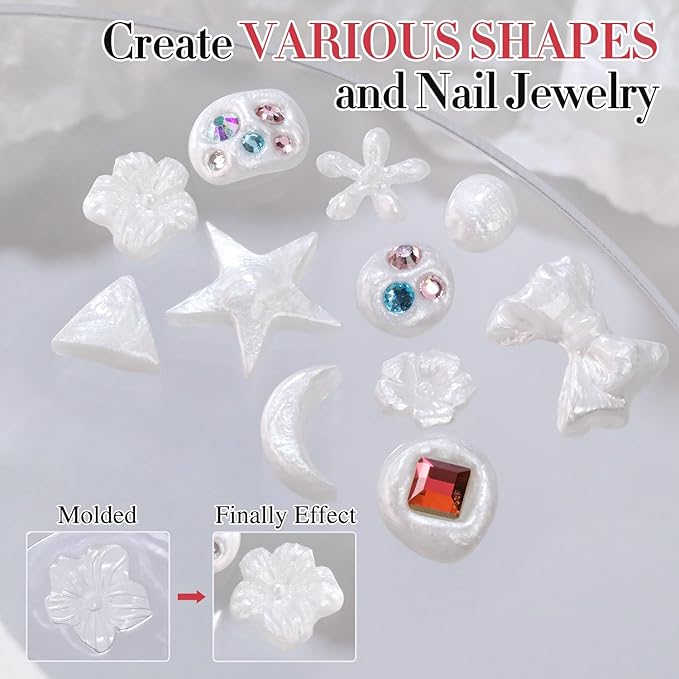 Double Rhythm 3D Nail Gel Pearl Solid Sculpting Gel for Nail Art Non-Sticky Hard Gel for Building Carving Molding Nail Extension Soak Off UV/LED Nail Art Salon Home DIY 0.5 Oz (Silver-Silk 01)-BrightBean Baby