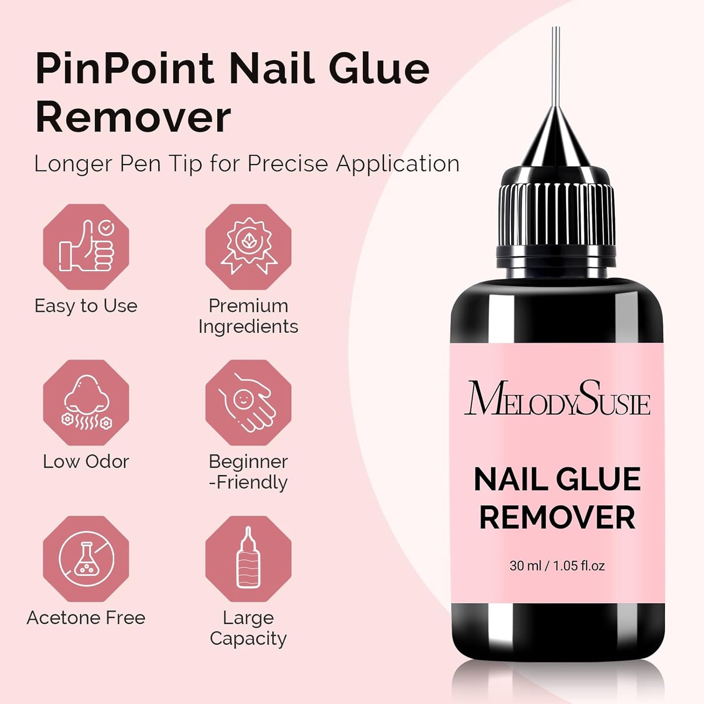 MelodySusie 30ML Nail Glue Remover for Press on Acetone Free Nail Polish Remover Multi-Functional Remover for Nails Tips Gentle Glue Remover for Gel x Nails for Home Salon-BrightBean Baby