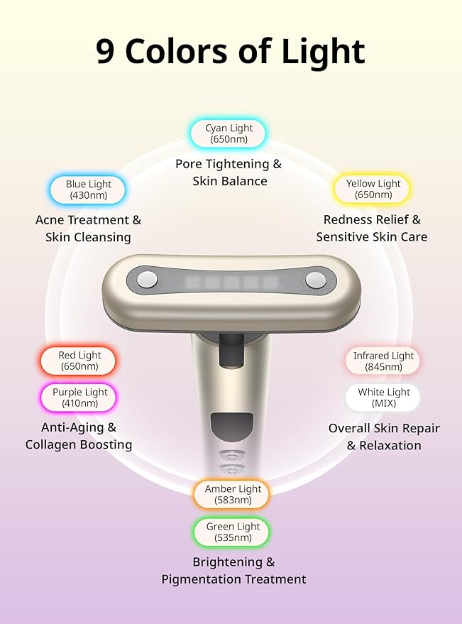 Red-Light-Therapy-for-Face,9 in 1 LED Light Therapy Eye Equipment for Skin Care, Red Light Therapy Face Massager Eye Beauty Skincare Rejuvenation Tool Microcurrent Facial Device Gift for Women at Home-BrightBean Baby