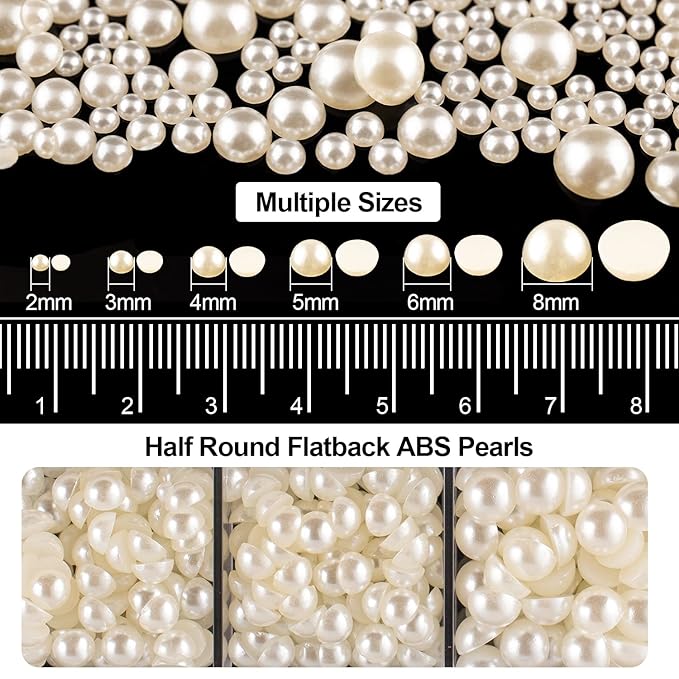 Flat Back Rhinestone+Half Round Pearl Kits Colorful Rhinestones+Beige Pearls With Picker Pencil And Tweezer For Home DIY And Professional Use-BrightBean Baby