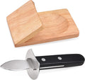 Oyster Knife Shucker Set Oyster Shucking Knife with Wooden holder Oyster Shucking Clamp Seafood Tools (Black)