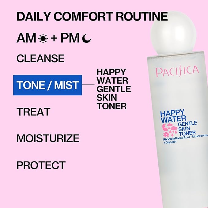 Pacifica Happy Water Hydrating Facial Toner Mist – Vegan Ceramides, Hyaluronic Acid & Electrolytes, Refreshing & Calming for Balanced Skin, Clean Beauty, Vegan, Cruelty-Free, All Skin Types, 4 oz-BrightBean Baby
